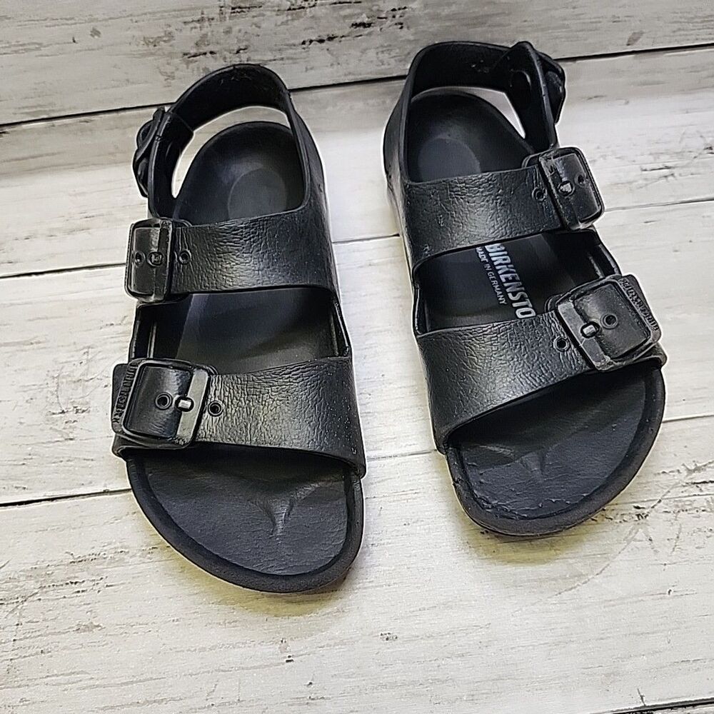 Birkenstock Milano Eva Kids Black Rubber Slingback Sandals Size 23 US 7
